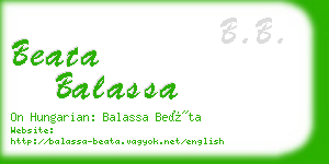 beata balassa business card
